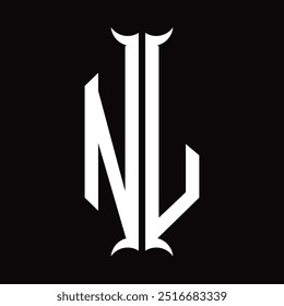 Escudo hexágono do monograma do logotipo com modelo do projeto da forma da buzina