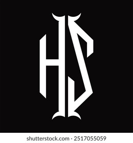 Escudo del hexágono del monograma del logotipo con la Plantilla del diseño de la forma del cuerno