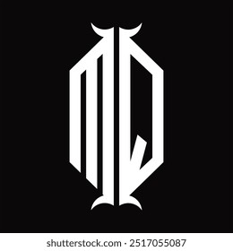 Logo monogram hexagon shield with horn shape design template