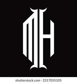 Escudo del hexágono del monograma del logotipo con la Plantilla del diseño de la forma del cuerno