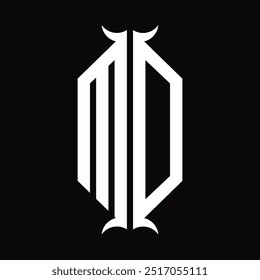 Logo monogram hexagon shield with horn shape design template