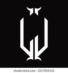 Escudo hexágono do monograma do logotipo com modelo do projeto da forma da buzina