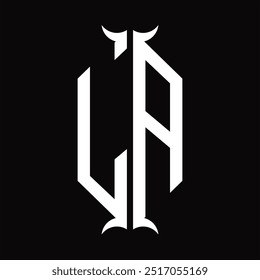 Escudo hexágono do monograma do logotipo com modelo do projeto da forma da buzina