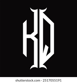 Escudo del hexágono del monograma del logotipo con la Plantilla del diseño de la forma del cuerno