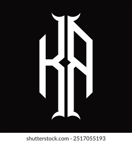 Escudo del hexágono del monograma del logotipo con la Plantilla del diseño de la forma del cuerno