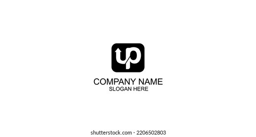 logo UP monogram hitam putih untuk perusahaan