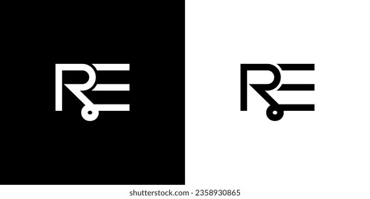 RE Logo, RE Monogram Logo, Initial RE Logo, Letter RE Logo, Icon, Vector