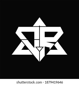 OR Logo monogram isolated with triangle shape design template on black background