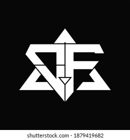 OF Logo monogram isolated with triangle shape design template on black background