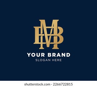 Logo monogram letter M and B or B and M with vintage concept also gold anf royal blue color. ready for personal logo branding or fashion, apparel or Law companies