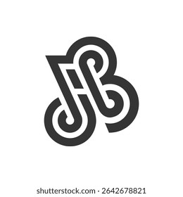 the logo monogram of the letters J, A and B. Outline, unique and elegant.