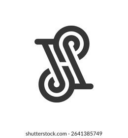 the logo monogram of the letters J, H and P. Outline, unique and elegant.