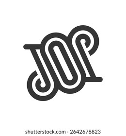 the logo monogram of the letters J, O and P. Outline, unique and elegant.