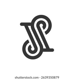 the logo monogram of the letters J, S and P. Outline, unique and elegant.
