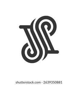 the logo monogram of the letters J, S and P. Outline, unique and elegant.