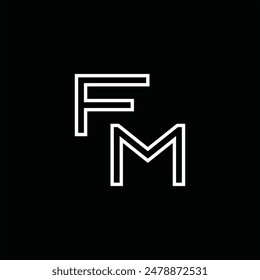 Logo monograma con estilo de línea de fondo negro diseño Plantilla