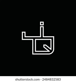 Logo monogram with line style black background design template