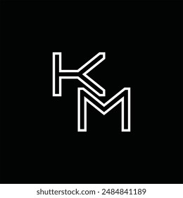 Logo monogram with line style black background design template