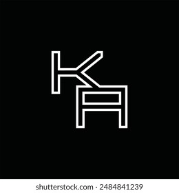 Logo monograma con estilo de línea de fondo negro diseño Plantilla