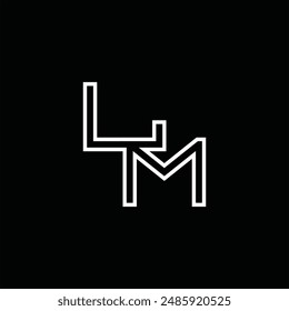 Logo monograma con estilo de línea de fondo negro diseño Plantilla