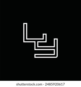 Logo monograma con estilo de línea de fondo negro diseño Plantilla