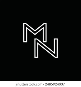 Logo monogram with line style black background design template