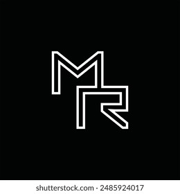 Logo monogram with line style black background design template