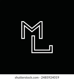 Logo monogram with line style black background design template