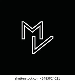 Logo monograma con estilo de línea de fondo negro diseño Plantilla