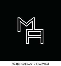 Logo monograma con estilo de línea de fondo negro diseño Plantilla