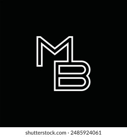 Logo monogram with line style black background design template