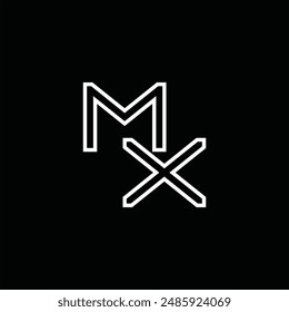 Logo monogram with line style black background design template