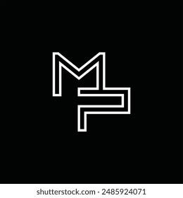 Logo monograma con estilo de línea de fondo negro diseño Plantilla