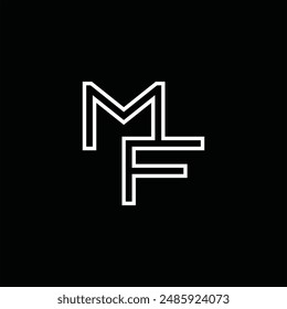 Logo monogram with line style black background design template