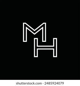 Logo monograma con estilo de línea de fondo negro diseño Plantilla
