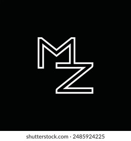 Logo monograma con estilo de línea de fondo negro diseño Plantilla