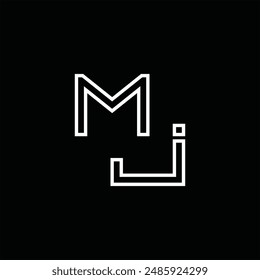 Logo monograma con estilo de línea de fondo negro diseño Plantilla