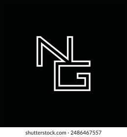 Logo monograma con estilo de línea de fondo negro diseño Plantilla