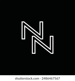 Logo monograma con estilo de línea de fondo negro diseño Plantilla