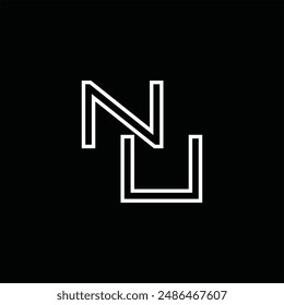 Logo monogram with line style black background design template