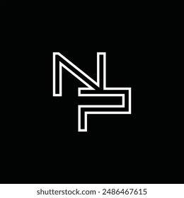 Logo monograma con estilo de línea de fondo negro diseño Plantilla