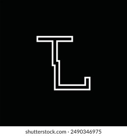 Logo monograma con estilo de línea de fondo negro diseño Plantilla