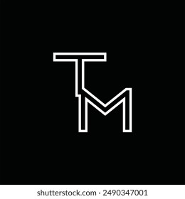 Logo monograma con estilo de línea de fondo negro diseño Plantilla