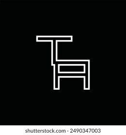 Logo monogram with line style black background design template