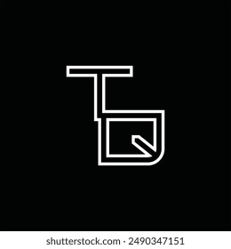 Logo monogram with line style black background design template
