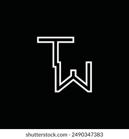 Logo monogram with line style black background design template