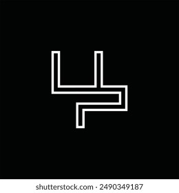 Logo monograma con estilo de línea de fondo negro diseño Plantilla