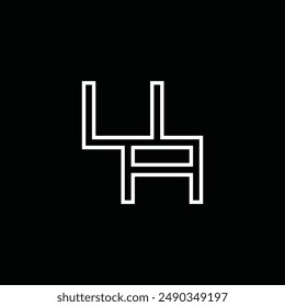Logo monogram with line style black background design template