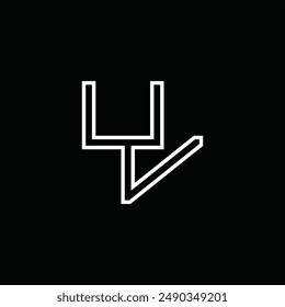 Logo monograma con estilo de línea de fondo negro diseño Plantilla
