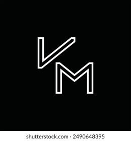 Logo monogram with line style black background design template